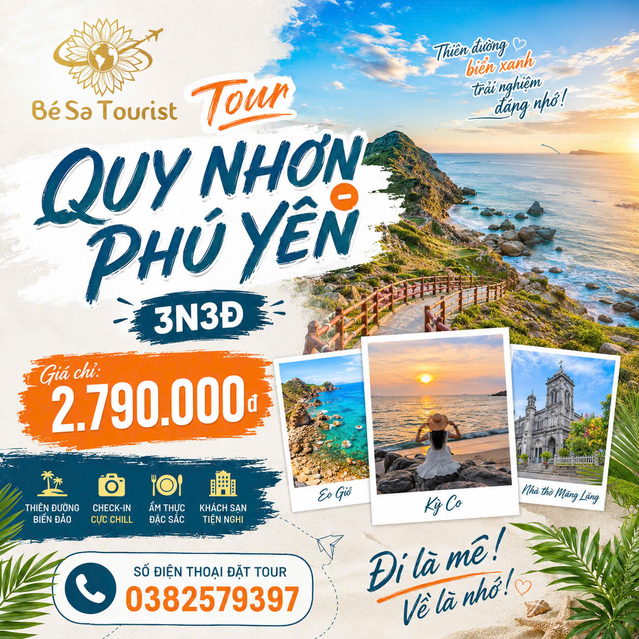 TOUR QUY NHƠN - PHÚ YÊN 3N3Đ - HOA VÀNG CỎ XANH